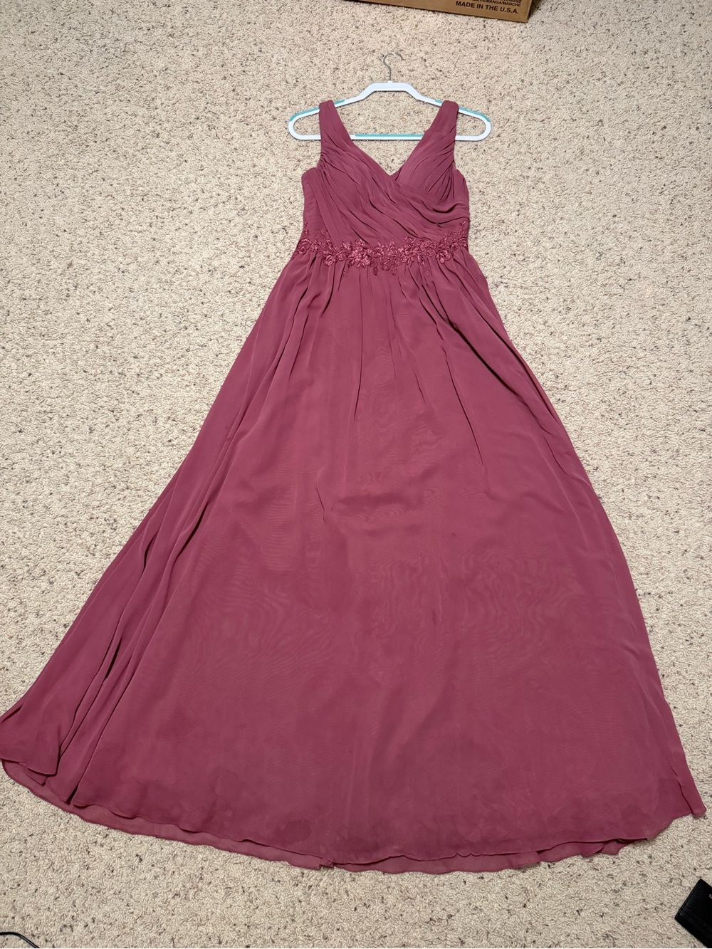 Azazie Robbie A-Line Lace Chiffon Floor-Length Dress